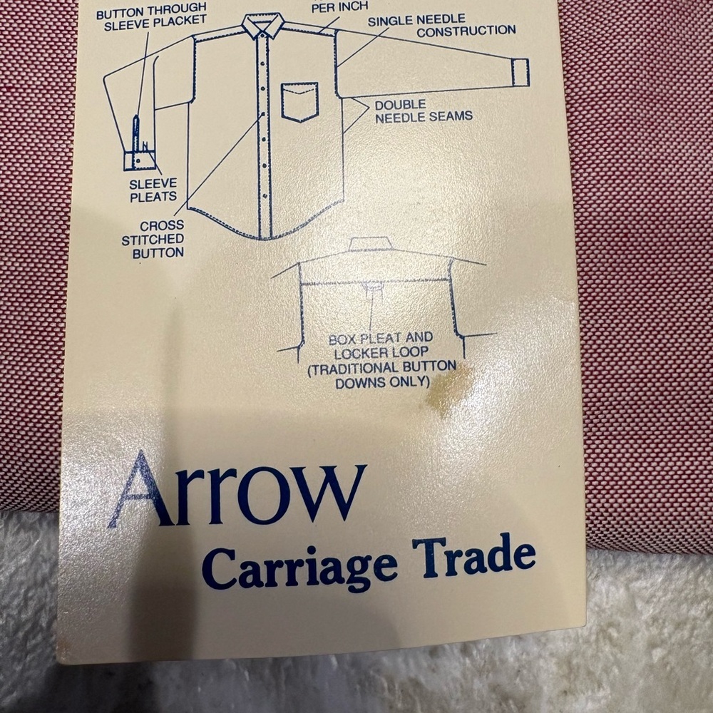 Arrow Men's Maroon Short Sleeve 60% Pima Cotton Dress Shirt NWT Read description - Picture 2 of 5
